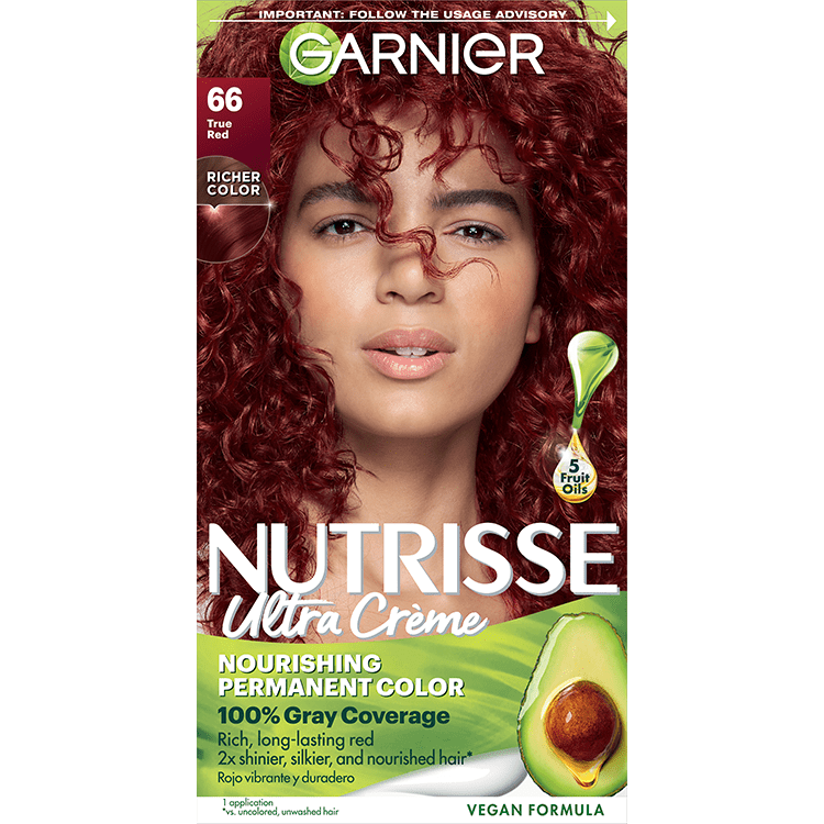 True Red Hair Color Nutrisse Ultra creme Nourishing permanent color Gray Coverage - Garnier